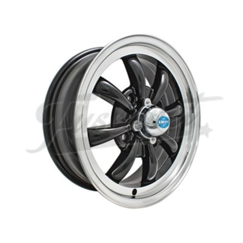 Llanta EMPI 8 brazos negra borde pulido 5.5X15